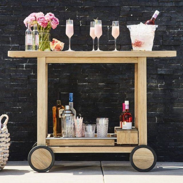 30 Elegant Bar Cart Ideas That You Must Try - wide clock