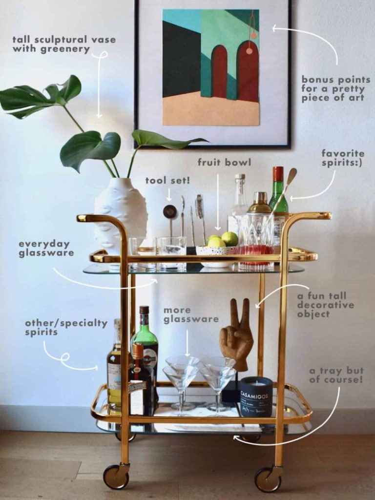 29 Elegant Bar Cart Ideas That You Must Try - wide clock