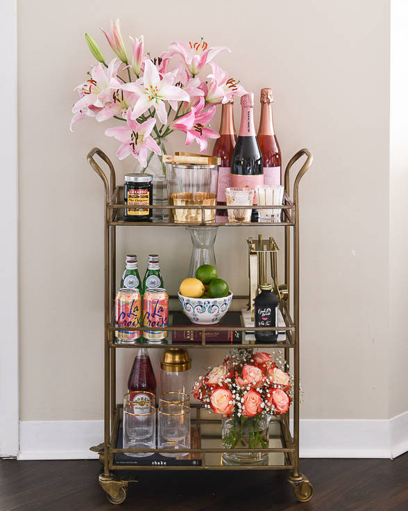 29 Elegant Bar Cart Ideas That You Must Try - wide clock