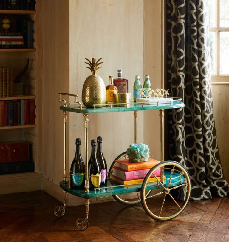 30 Elegant Bar Cart Ideas That You Must Try - wide clock