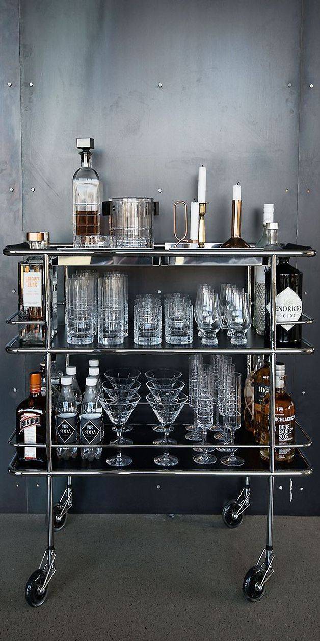 30 Elegant Bar Cart Ideas That You Must Try - wide clock